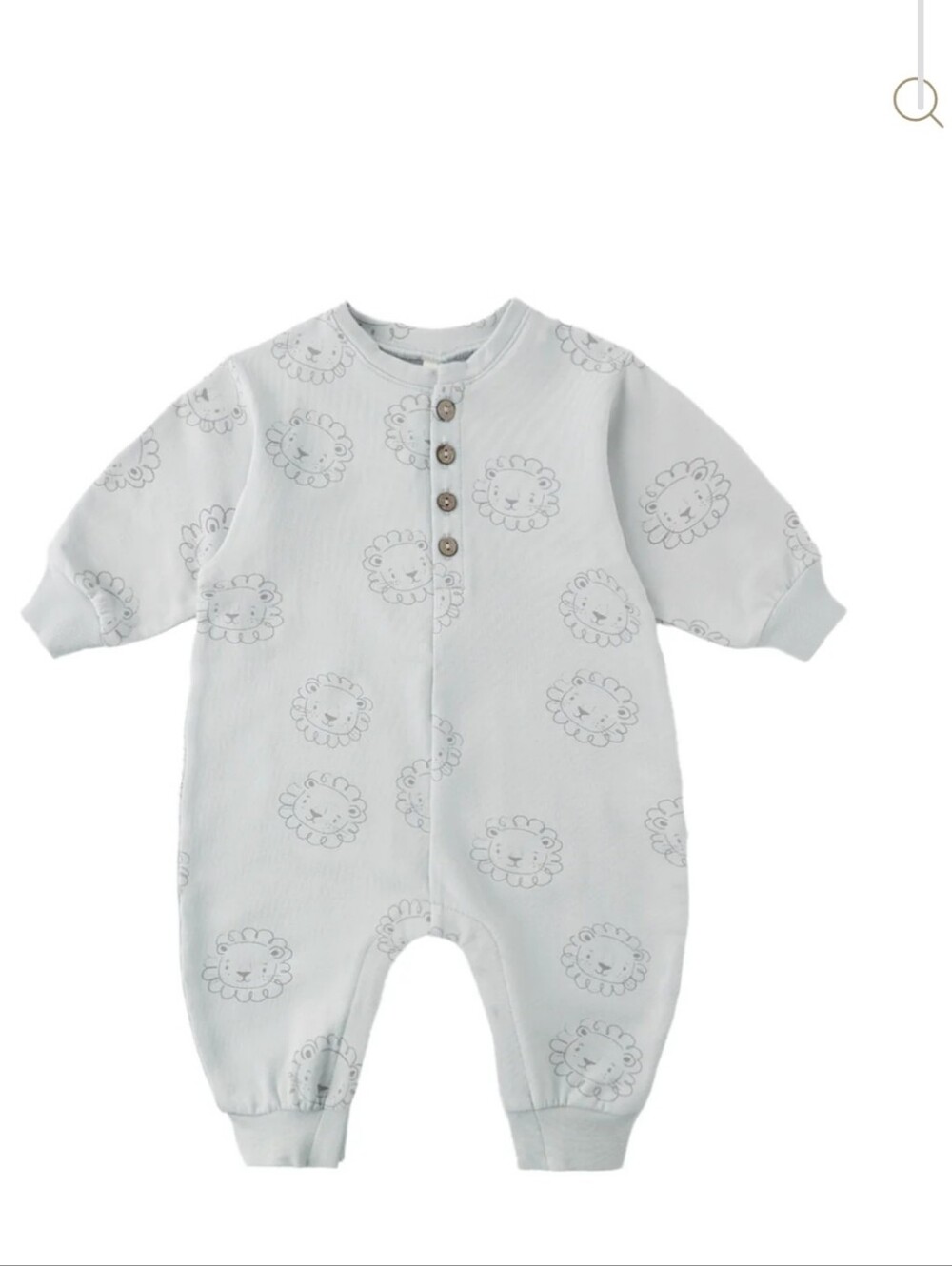 Quincy Mae -  Pale Blue Romper with Gray Lion Faces